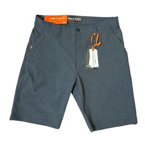 NWT Hudson & Barrow Grey Melange Blue Performance Tech Shorts Mens Size 32